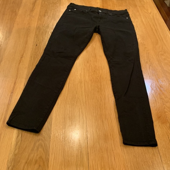 7 For All Mankind~Size 32 Black Denim Stretch Jeans ~ - Picture 3 of 12